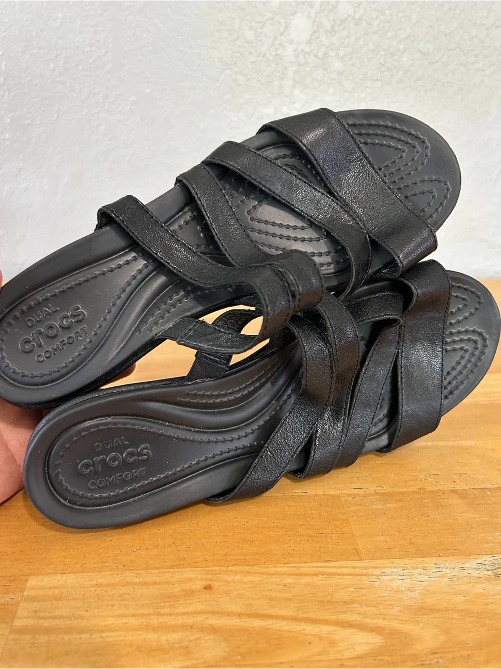 Crocs Dual Comfort Black Wedge Slide Sandals Women’s Size 8